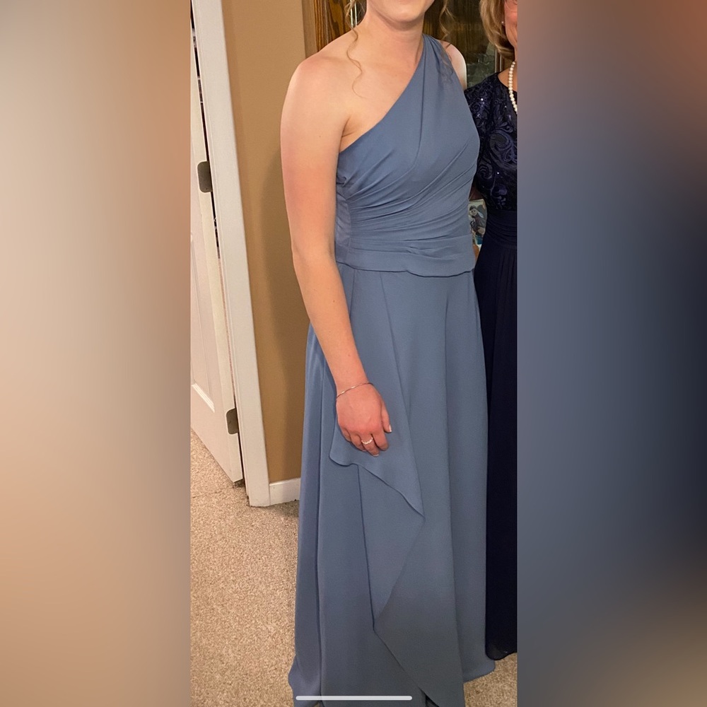 David’s Bridal - Steel Blue One Shoulder